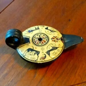 Small handmade replica of Greek pottery 700 B.C. signed and numbered